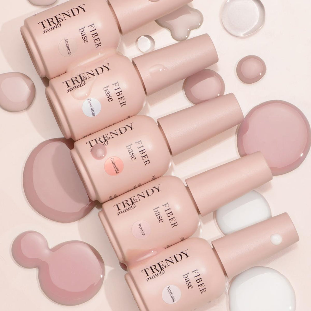 Fiber Base Dew Drop Trendy Nails base semipermanente autmodellante con fibra di vetro per ricostruzione unghie senza limatura. Massima adesione sulle unghie. Contiene Calcio e Vitamina E.