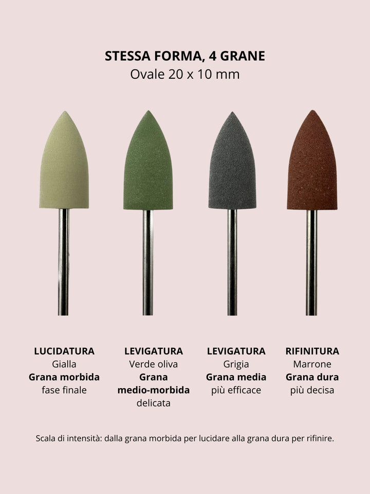 Punta in silicone per unghie – Levigatura Delicata Verde Oliva Ovale 20 × 10 mm