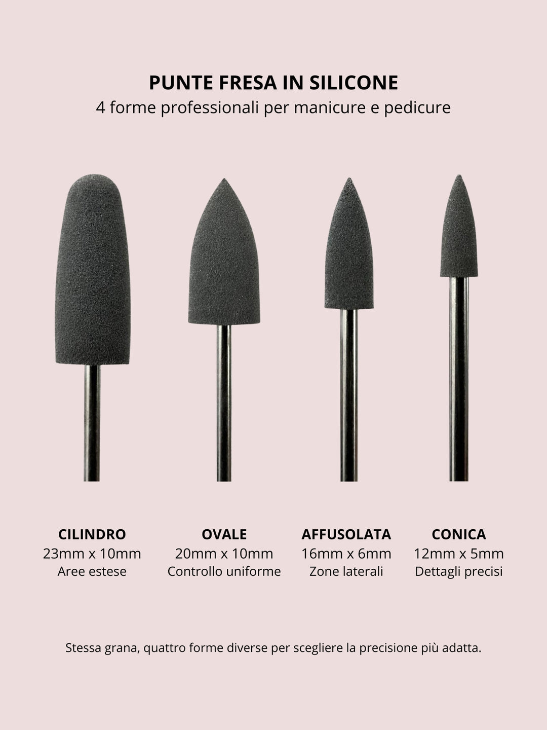 Punta in silicone per unghie – Levigatura Grigia Conica 12 × 5 mm