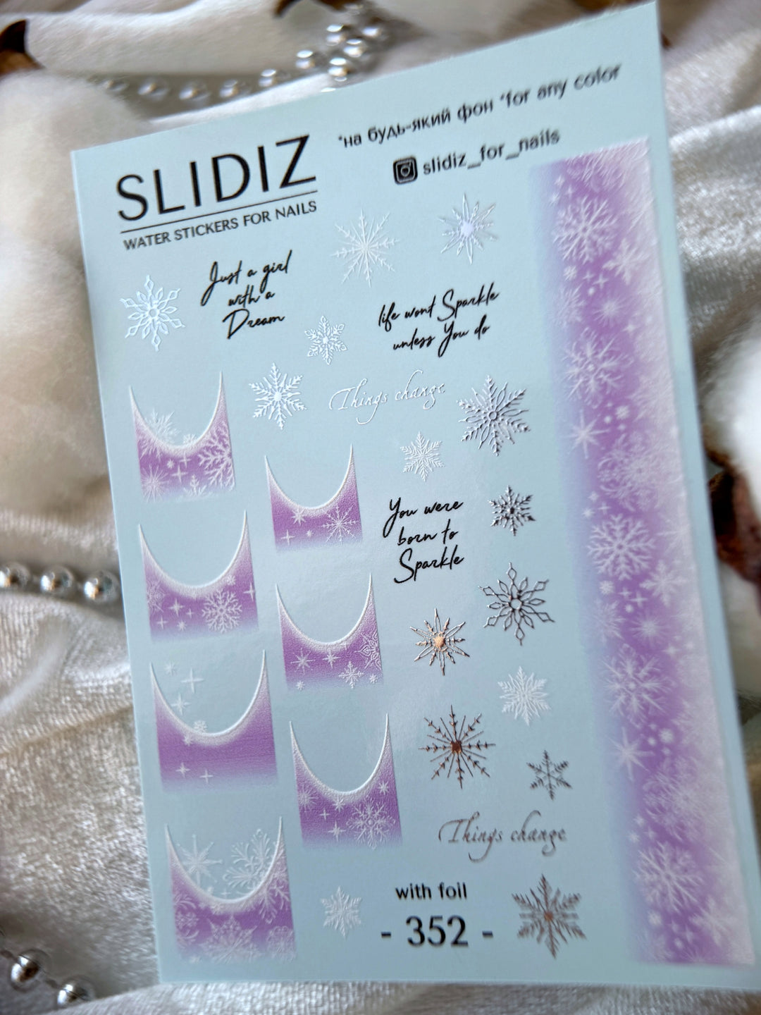 SLIDIZ WATER STICKER CON FOIL ARGENTO N°352
